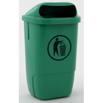 Afvalbak uit kunststof, inhoud 50 L, groen