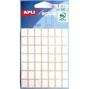 Agipa witte etiketten in etui 9x13mm (bxh), 343 stuks, 49 per blad