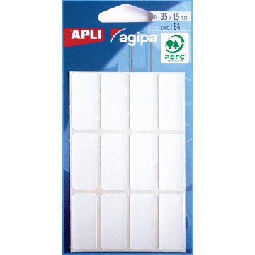 Agipa witte etiketten in etui 15x35mm (bxh), 84 stuks, 12 per blad