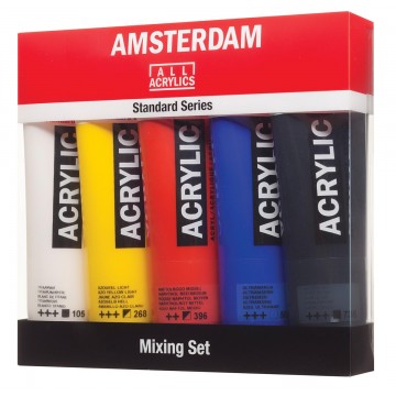 Amsterdam acrylverf tube van 120 ml, doos met 5 tubes in niet-primaire kleuren