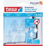 Tesa klevende Haak voor Transparant en Glas, draagvermogen 200gr, blister a 5 stuks