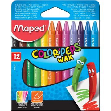 Maped waskrijt Color Peps Wax, doos a 12 stuks in geassorteerde kleuren