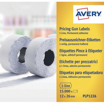 Avery YPLP1226 etiketten voor prijstang permanent, 12x26mm, 15 000 etiketten, geel